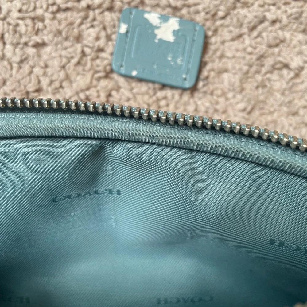 Coach Slate Blue Pebbled Leather Double Zip Crossbody with Silver Hardware - Picture 7 of 14